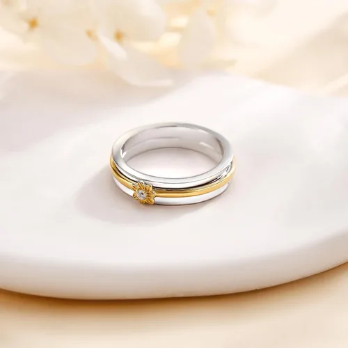 Miniatura 3 de Anillos giratorios de plata de ley para aliviar la ansiedad para mujer
