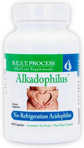 Alkadophilus Best Process Alkaline — Suplemento digestivo probiótico y prebiótico sin refrigeración — 1.5 mil millones de UFC de bacterias buenas y