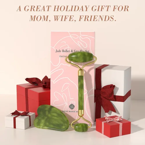 Miniatura 7 de Rodillo de Jade Gua Sha Set – Juego de cuidado de la piel facial, herramientas de belleza facial, herramientas naturales de belleza para el cuidado