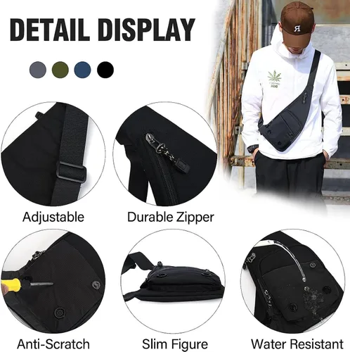 Miniatura 6 de Tealots Bolso bandolera delgado con bolsillo personal, bolso de hombro casual, mochila ligera, bolsa de pecho para viajes, senderismo