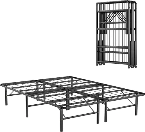 Miniatura 10 de KOMFOTT Base de cama de plataforma metálica de tamaño individual de 14 pulgadas, base de cama metálica resistente con espacio de almacenamiento
