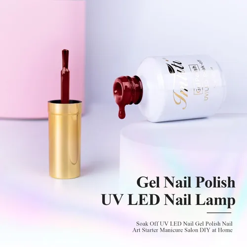 Miniatura 7 de Esmalte de uñas en gel color rojo oscuro, 1 unidad, 0.5 onzas líquidas, color rojo marronado, esmalte de remoción UV LED, arte de uñas/salón de rojo