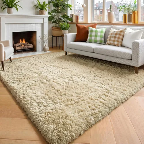 Miniatura 39 de Alfombras moradas para dormitorio de niñas, alfombra de 5 x 8 pies, alfombra peluda esponjosa para sala de estar, alfombras peludas gruesas