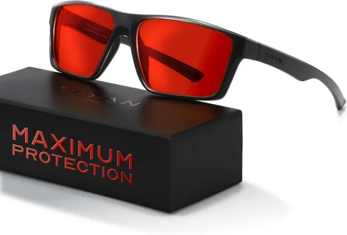 Miniatura 17 de Titan - Lentes de juego anti luz azul para hombre, protección UV400, bloqueo de luz azul para computadora, fatiga ocular Negro