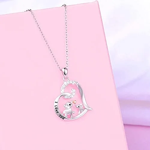 Miniatura 4 de Regalo de aniversario de Navidad para novia, esposa, collar con texto en inglés "I Love You Forever" para mujeres, amantes de los elefantes, regalos