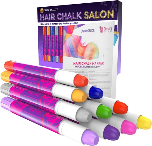 Miniatura 7 de Desire Deluxe - Regalos para Niñas Tiza para Cabello 10 Bolígrafos Temporales No Tóxicos Fáciles de Lavar Tinte para Cabello