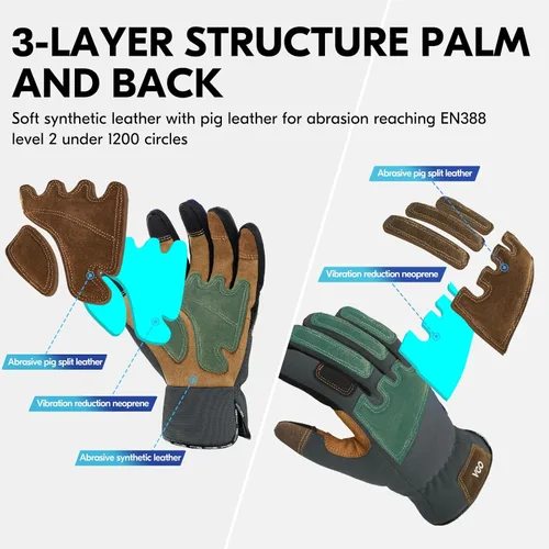 Miniatura 2 de Vgo... 1 par de guantes de jardinería para hombre, guantes de trabajo de seguridad, a prueba de pinchazos, a prueba de espinas, pantalla táctil