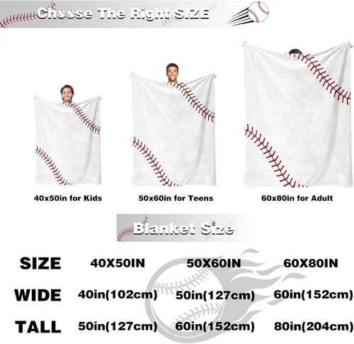 Miniatura 3 de Manta de béisbol súper suave para niños, manta de franela ligera y acogedora para niños y niñas, 40 x 50 pulgadas