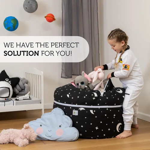 Miniatura 3 de SMART WALLABY Silla Puf de Almacenamiento para Animales de Peluche 2 Tamaños en 1 Organizador de Juguetes de Peluche para Niños 100% Algodón