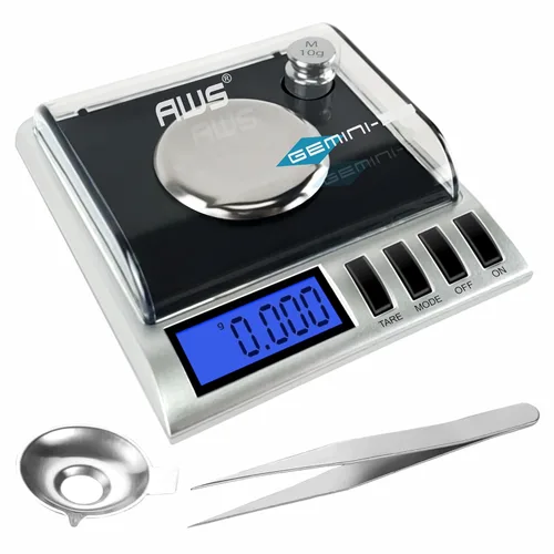 Miniatura 8 de Balanza de miligramos AWS Gemini-20 20g x 0.001g – Balanza digital para joyas/laboratorio para polvo, oro, gemas – Incluye pesas de calibración