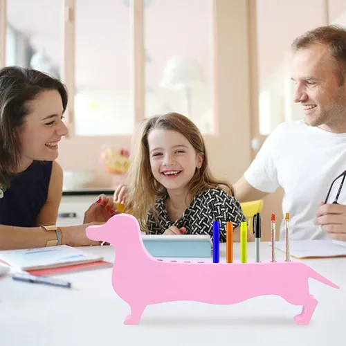 Miniatura 3 de EXCEART Soporte para pinceles de pintura de madera, soporte de salchicha en forma de perro, organizador de pinceles para artista, estante