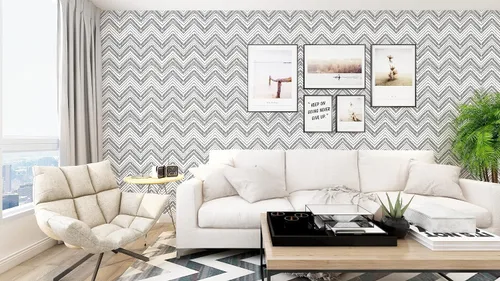 Miniatura 2 de HAOKHOME Papel tapiz con textura geométrica bohemia en blanco y negro, moderno, para decoración de baño, 17.7 pulgadas x 9.8 pies