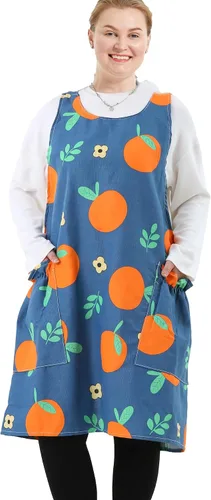 Miniatura 14 de Delantales grandes de talla grande para mujer con bolsillos de algodón y lino para hornear cocina