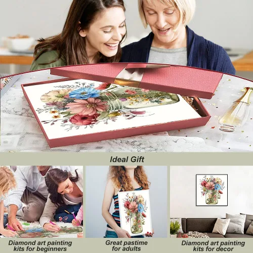 Miniatura 4 de hill froeistung Kits de Pintura de Diamantes 5D de Flores para Adultos, Arte de Diamantes en Vasos para Principiantes, Pintura de Arte de Diamantes