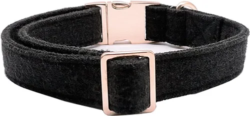 Miniatura 2 de DOGWONG Collar y correa de algodón para perro, collar para mascotas, suave, duradero, básico, para perros pequeños, medianos y grandes Negro