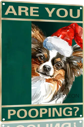 Miniatura 15 de Letrero de metal con texto en inglés "Beagle" Are You Pooping de 12 x 8 pulgadas, letrero de Navidad vintage, con sombrero de Papá Noel, divertido