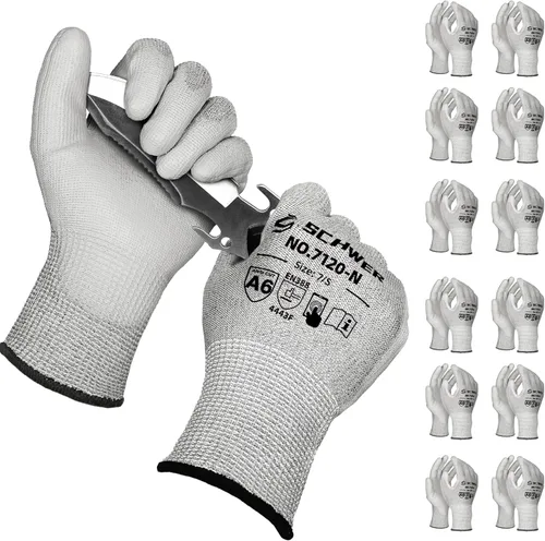Miniatura 11 de Schwer 3 pares de guantes de trabajo resistentes a los cortes ANSI A6, a prueba de cortes, pantalla táctil, para hombres y mujeres, utilizados