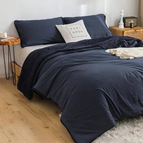 Miniatura 9 de COTTEBED Juego de edredón Queen tamaño con forro de sherpa, juego de edredón de cama con forro de sherpa, ropa de cama esponjosa, edredón lavable