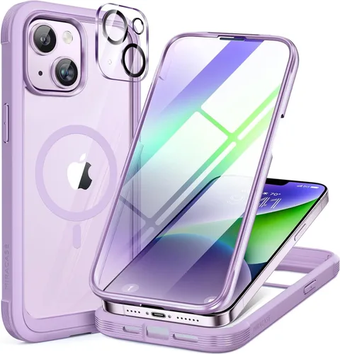 Miniatura 29 de Miracase Funda para iPhone 13 de 6.1 pulgadas, [sin burbujas] funda de teléfono de cuerpo completo con pantalla de vidrio completa integrada, sin