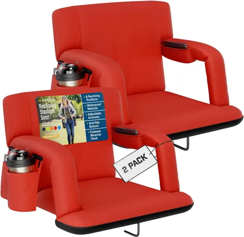 Miniatura 20 de Alpcour Asiento plegable para estadio – Silla de apoyo para adultos amplios reclinables de lujo para adultos para blanqueadores – Mejor extra grueso