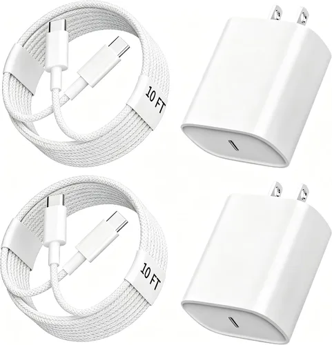 Miniatura 12 de Cargador de teléfono 17 16 15 de carga rápida, cable de carga USB C de 10 pies de largo con bloque de carga rápida de teléfono tipo C de 20 W