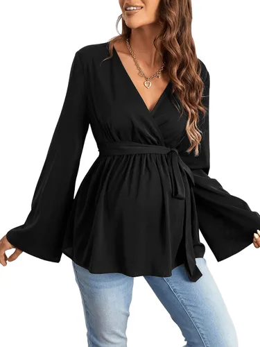 Miniatura 3 de Verdusa Blusa de maternidad de manga larga con cuello en V para mujer