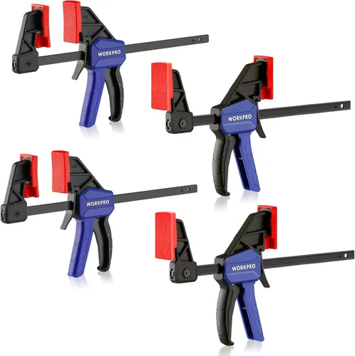 Miniatura 8 de WORKPRO Abrazaderas de mini barra de 6 pulgadas para carpintería, abrazadera/esparcidor con una sola mano, abrazadera F de cambio de tornillo de Azul