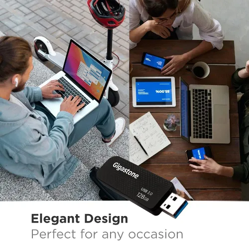 Miniatura 3 de GIGASTONE Unidad flash Z30 de 128 GB (paquete de 5) USB 3.2 Gen 1, 100 MB/s ultrarrápida, bucle de llavero, estilo de fibra de carbono, diseño