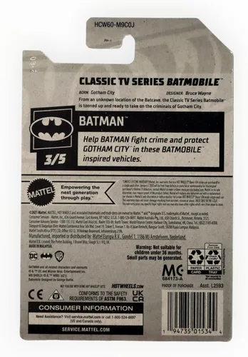 Miniatura 2 de Hot Wheels Serie de TV clásica Batmobile, Batman 3/5