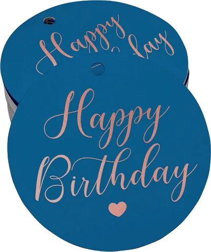 Miniatura 64 de Etiqueta de papel para colgar con texto en inglés «Happy Birthday» (50 unidades)