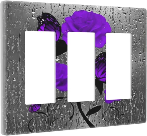 Miniatura 101 de Cubierta de interruptor de luz rosa brillante con purpurina de 1 banda, sin dispositivo, placa de pared en blanco decorativa para adolescentes, Rosa