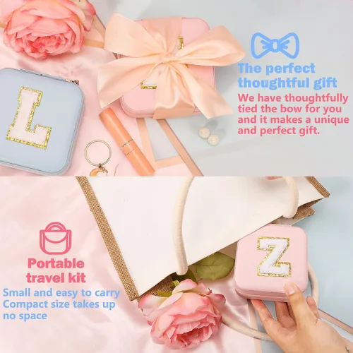 Miniatura 5 de CHMI Estuche de Joyería de Viaje, Caja de Joyería de Viaje Rosa, Organizador de Joyería de Viaje, Regalos de Viaje para Mujeres y Niñas, Caja