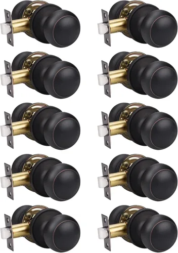 Miniatura 12 de Manija de puerta de acero macizo con diseño de bola antigua, para puerta de trastero, dormitorio, baño 609 Negro