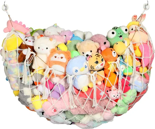 YECAYE Red de animales de peluche, hamaca para decoración de habitación, mejorada de 60 pulgadas para todos los organizadores de muñecas de peluche,
