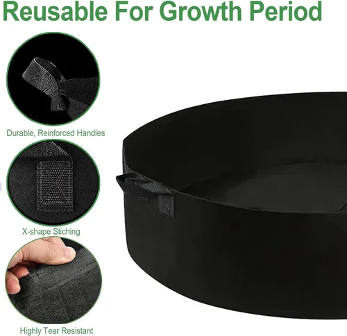 Miniatura 2 de ZtohPyo Bolsas de Cultivo de Plantas de 15 Galones, Macetas de Jardín Elevadas Redondas de Tela con 2 Asas, Contenedor de Jardinería de Tela