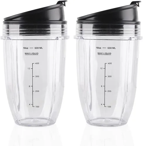 Miniatura 8 de Paquete de 2 piezas de repuesto con tapa, compatible con Ninja Blender Auto iQ BL480 BL482 BL642 NN102 BL682 BL450 BL2013 (2 12 onzas)