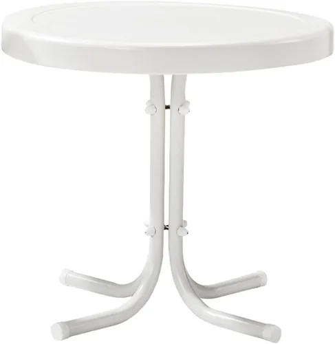 Crosley Furniture Griffith - Mesa auxiliar retro de exterior, de metal resistente a la intemperie, para patio, terraza, porche, color Alabaster