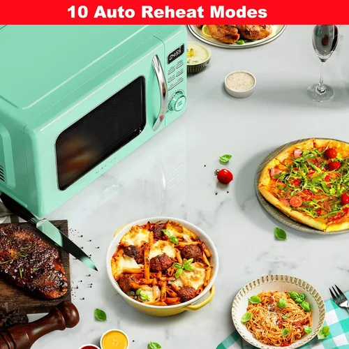 Miniatura 3 de Galanz - Horno microondas retro GLCMKZ09GNR09, funciones de cocción y recalentamiento automáticos, descongelación e inicio rápido, fácil limpieza