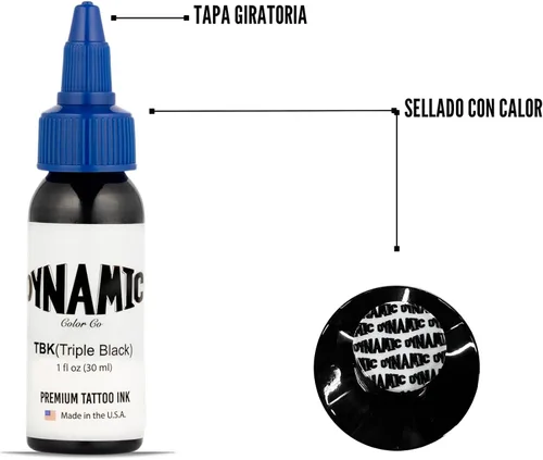 Miniatura 4 de Dynamic Color Co Botella de tinta negra triple 1oz Sterilized and lot-numbered for full traceability; established American brand trusted by