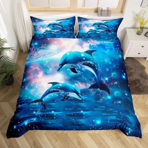 Miniatura 53 de Feelyou Juego de ropa de cama color verde azulado, tamaño individual, funda de edredón turquesa, azul, gris, grunge, degradado, para niños, niñas