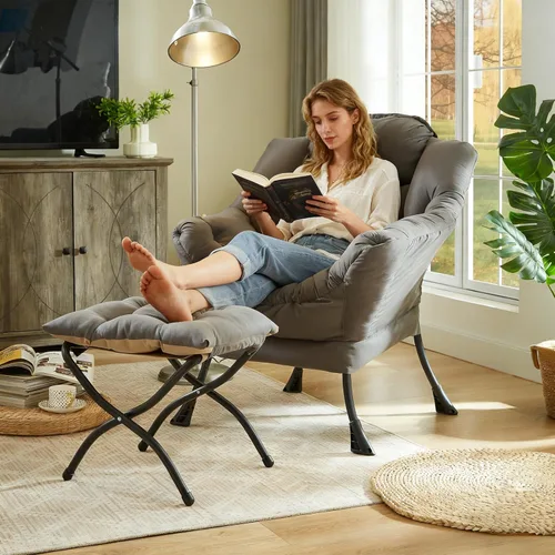 Miniatura 2 de HollyHOME Taburete reposapiés plegable de 15 pulgadas de alto, otomano plegable pequeño tapizado, taburete acolchado para sofá para silla perezosa