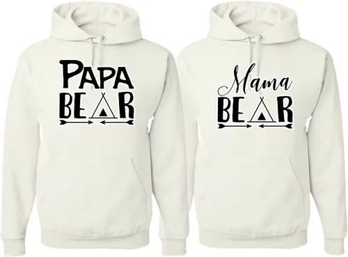Miniatura 6 de Papa Mama Bear - Conjunto de suéter con capucha para parejas a juego para él y para ella
