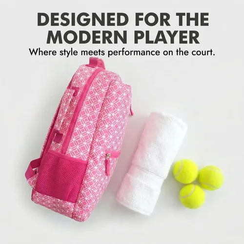 Miniatura 6 de Thorza Mochila de raqueta de tenis para mujer – Bolsa de tenis ligera que almacena 2 raquetas, pelotas y equipo deportivo – Mochila