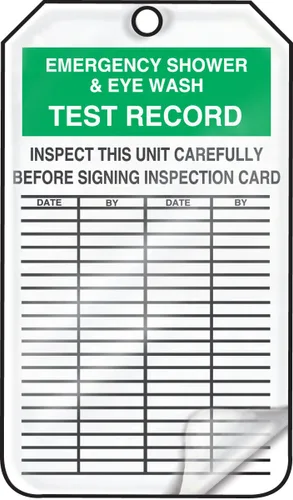 Miniatura 8 de Accuform MGT207PTP - Etiqueta de registro de inspección, leyenda "Registro de prueba de ducha y lavado de ojos", 5.75 pulgadas de largo x 3.25