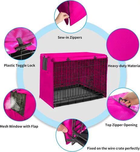 Miniatura 5 de Funda para jaula de perro de 48 pulgadas, funda grande para jaulas con 1, 2, 3 puertas, tela Oxford 600D impermeable para interiores y exteriores