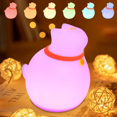 Miniatura 10 de Luz nocturna de silicona con forma de elefante para niños - Lámpara LED recargable y regulable en 3 niveles, control táctil, luz suave de animales