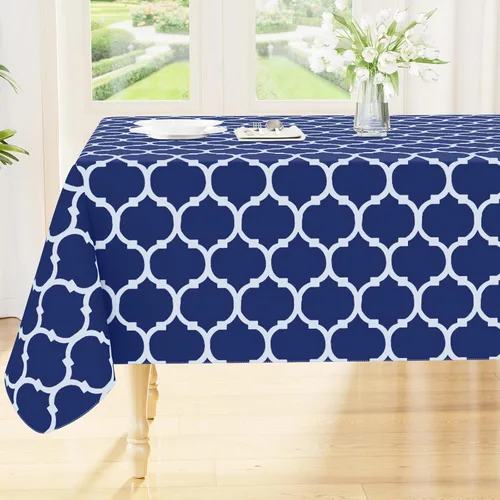 Miniatura 40 de Smiry Mantel redondo de plástico para mesa, mantel de vinilo impermeable con parte trasera de franela para mesas redondas, lavable y a prueba