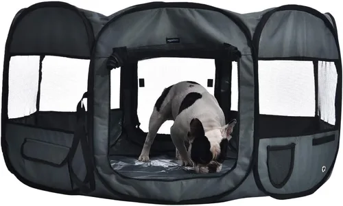 Miniatura 8 de Amazon Basics Corral Plegable Octogonal para Interior y Exterior, Portátil, Suave para Perros/Cachorros/Juguetes, 114 cm / 45", Azul