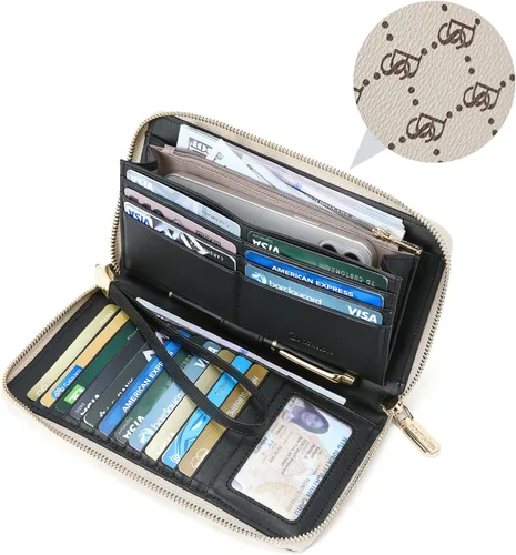Miniatura 2 de BOSTANTEN - Carteras de cuero para mujer, bloqueo de identificación por radio frecuencia (RFID), cierre de cremallera alrededor, tarjetero, cartera