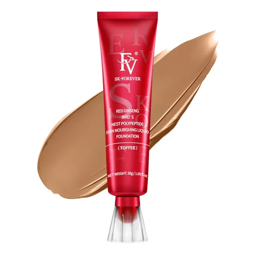 Miniatura 17 de FV Base de maquillaje líquida dewy, fórmula hidratante suave y ligera, cobertura media-completa de larga duración con acabado natural, base Beige